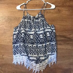 A blue and white top